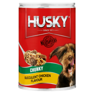 Husky Chunky Succulent Chicken Flavoured Dog Food Can 400g