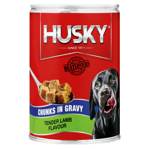 Husky Tender Lamb Flavoured Chunks In Gravy Dog Food Can 385g