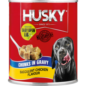 Husky Chunks In Gravy  Succulent Chicken Dog Food 775g