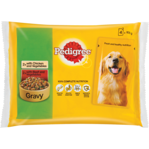 Pedigree Chicken Beef & Vegetable Dog Food Pouches 4 x 100g