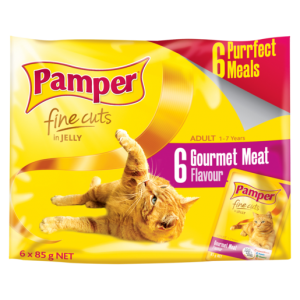 Pamper Gourmet Meat Flavour Cat Food Pouches 6 x 85g