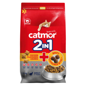 Catmor 2-In-1 Chicken Flavoured Chunks & Beefy Flavoured Bites Adult Cat Food 1.5kg