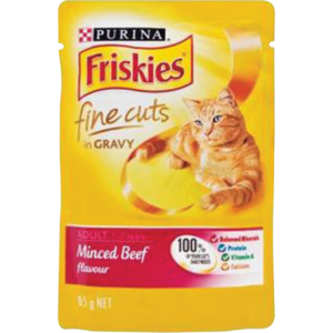 Friskies Fine Cuts Minced Beef Cat Food Pouch 85g