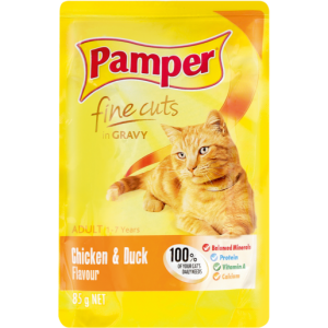 Pamper Fine Cuts Chicken & Duck In Gravy Cat Food Pouch 85g