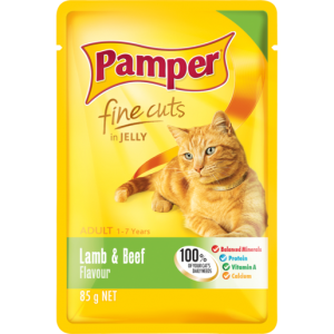 Pamper Fine Cuts Lamb & Beef In Jelly Cat Food Pouch 85g