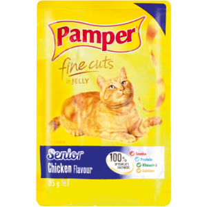 Pamper Fine Cuts Senior Chicken In Jelly Cat Food 85g