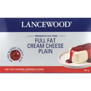 Lancewood Plain Full Fat Cream Cheese 250g With Free Berry Compote Sachet 50g