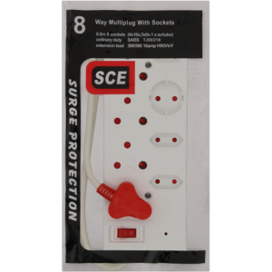 SCE 8 Way Surge Multiplug White