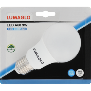 Lumaglo Cool White E27 LED Globe A60 9w