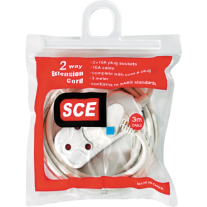 SCE 2 x 16A Plug Sockets Extension Cord 3m