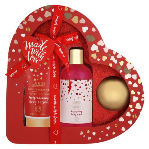 Made With Love Heart Box Bath Set 3 Piece