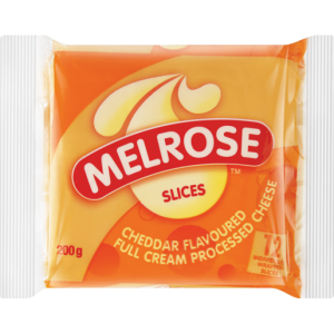 Melrose Cheddar Flavoured Full Cream Processed Cheese Slices 200g