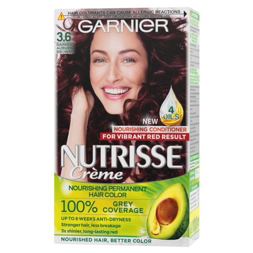 Garnier Nutrisse 3.6 Darkest Auburn Brown Permanent Hair Dye