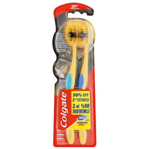 Colgate Charcoal Gold Toothbrush 2 Pack