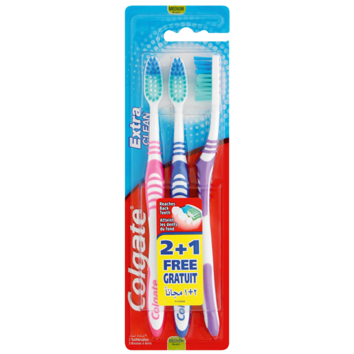 Colgate Extra Clean Medium Toothbrush 3 Pack