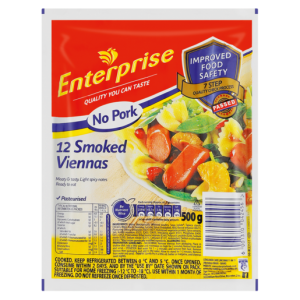 Enterprise No Pork Smoked Viennas 500g