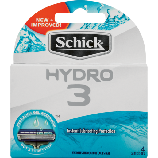 Schick Hydro 3 Instant Lubricating Protection Refill Cartridges 4 Pack