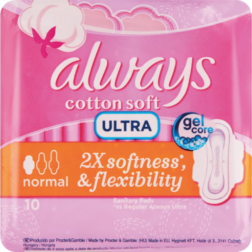 Always Ultra Cotton Soft Normal Sanitary Pads 10 Pack