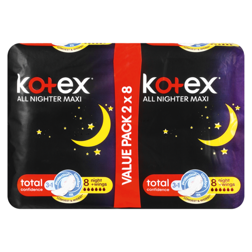 Kotex All Nighter Maxi Pads Value Pack 16 Pack