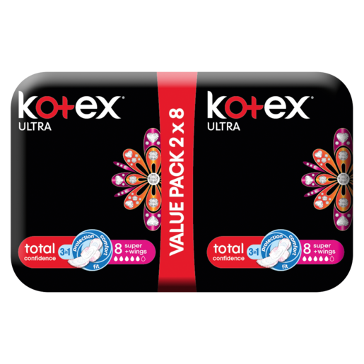 Kotex Ultra Duo Super Sanitary Pads 16 Pack