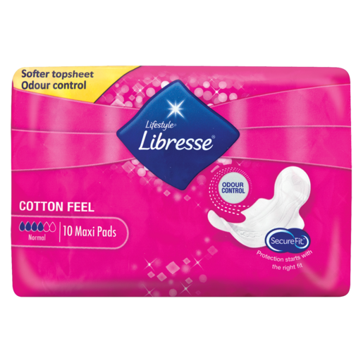 Libresse Cotton Feel Normal Unscented Maxi Pads 10 Pack