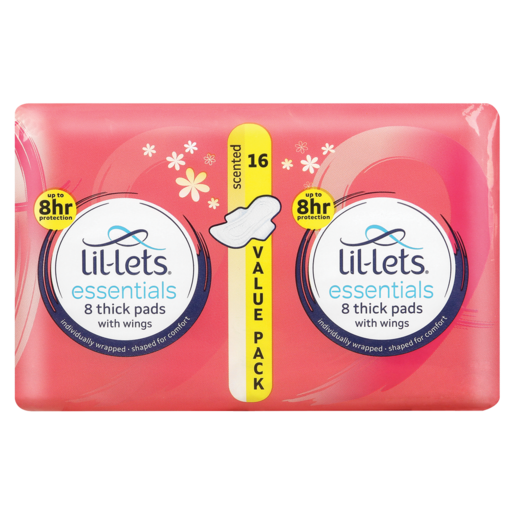 Lil-Lets Essentials Scented Thick Pads Value Pack 16 Pack