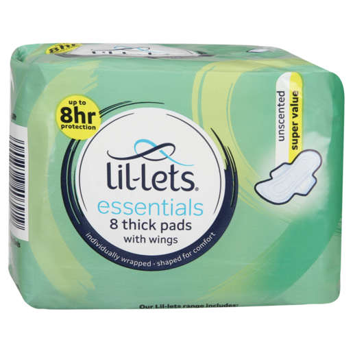 Lil-Lets Essentials Unscented Thick Pads 8 Pack