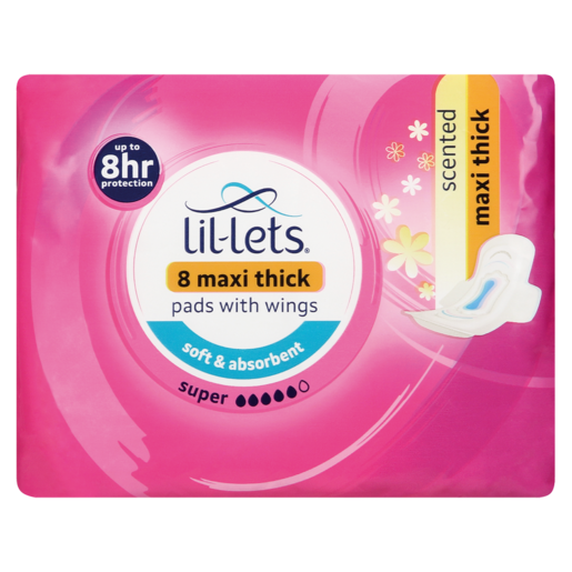 Lil-Lets Maxi Thick Super Scented Sanitary Pads 8 Pack