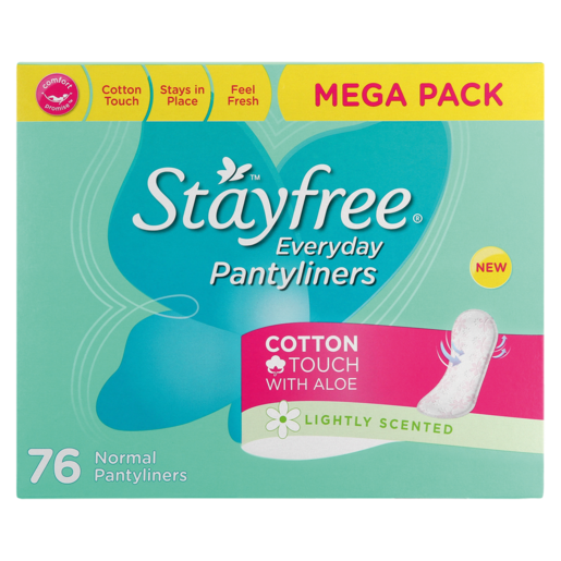 Stayfree Cotton Touch Lightly Scented With Aloe Everyday Pantyliners 76 Pack