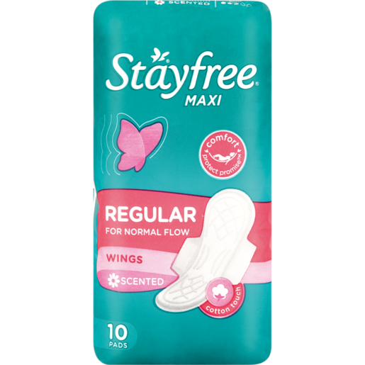 Stayfree Maxi Regular Scented Sanitary Pads With Wings 10 Pack