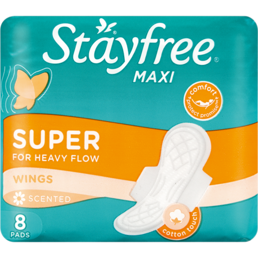 Stayfree Maxi Scented Super For Heavy Flow Wings 8 Pack