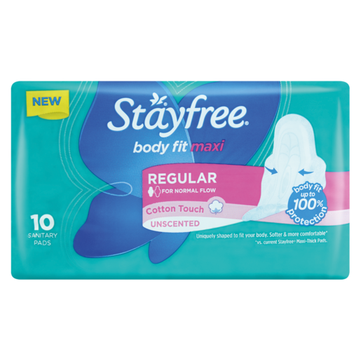 Stayfree Unscented Regular Maxi Pads 10 Pack