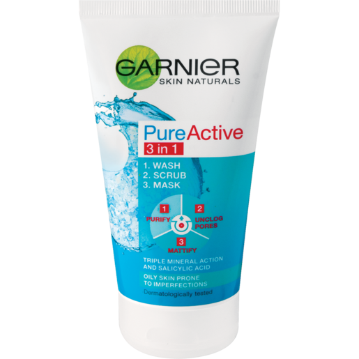 Garnier Pure Active 3 In 1 Facial Care Scrub 150ml