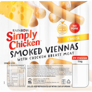 Rainbow Simply Chicken Cheese Smoked Viennas With Chicken Breast Meat 1kg