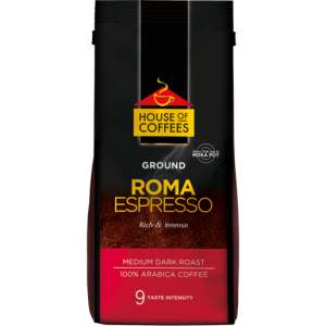 House Of Coffees Roma Espresso Medium Dark Roast Ground Coffee Pouch 250g