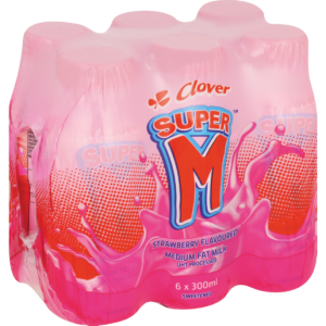 Clover Super M Strawberry UHT Flavoured Milk 6 x 300ml