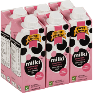 First Choice Milki UHT Strawberry Flavoured Milk Cartons 6 x 250ml