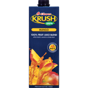 Clover Krush 100% Mango Fruit Juice Blend Carton 1L