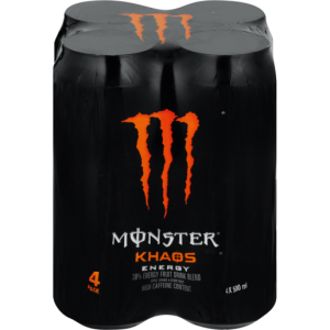 Monster Khaos Energy Drink Cans 4 x 500ml