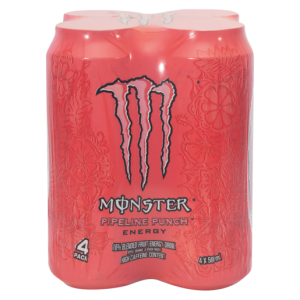 Monster Pipeline Punch Flavoured Energy Fruit Drink Cans 4 x 500ml