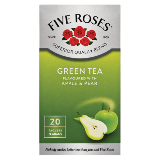 Five Roses Apple & Pear Flavoured Green Teabags 20 Pack