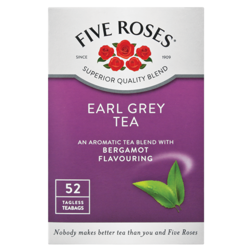 Five Roses Earl Grey Tea Flavoured Tagless Teabags 52 Pack