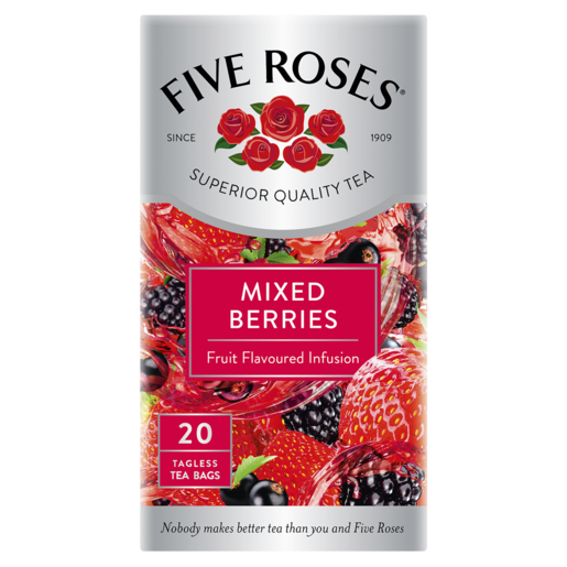 Five Roses Mixed Berries Fruit Flavoured Infusion Teabags 20 Pack