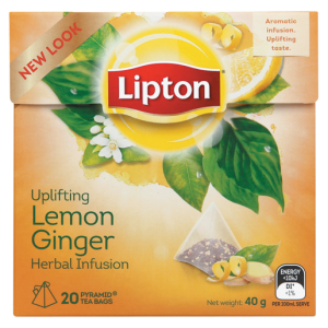 Lipton Lemon Ginger Flavoured Herbal Infusion Pyramid Teabags 20 Pack