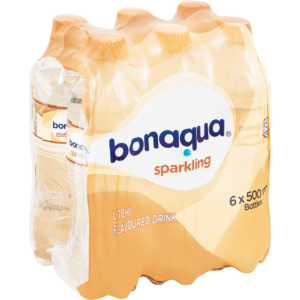 Bonaqua Sparkling Litchi Flavoured Water Bottles 6 x 500ml