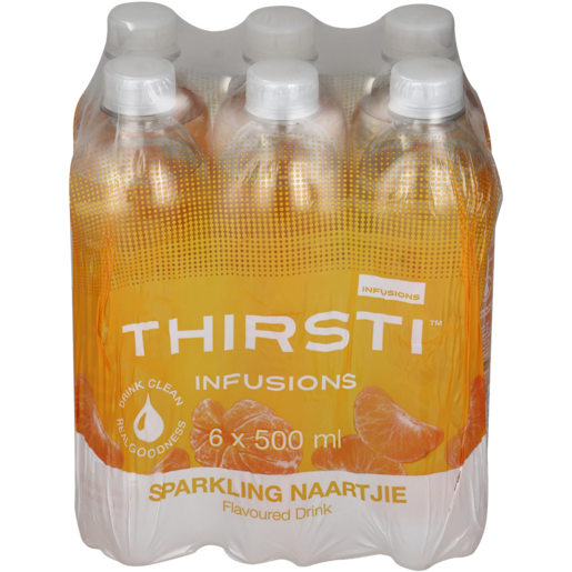 Thirsti Infusions Sparkling Naartjie Flavoured Drink 6 x 500ml