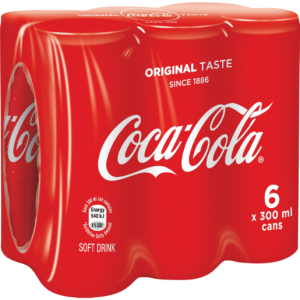 Coca-Cola Original Soft Drink Cans 6 x 300ml