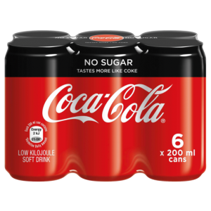 Coca-Cola Zero Soft Drink Cans 6 x 200ml