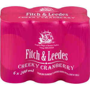 Fitch & Leedes Cheeky Cranberry Sparkling Flavoured Drink Cans 6 x 200ml