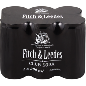 Fitch & Leedes Club Soda Sparkling Flavoured Drink Cans 6 x 200ml